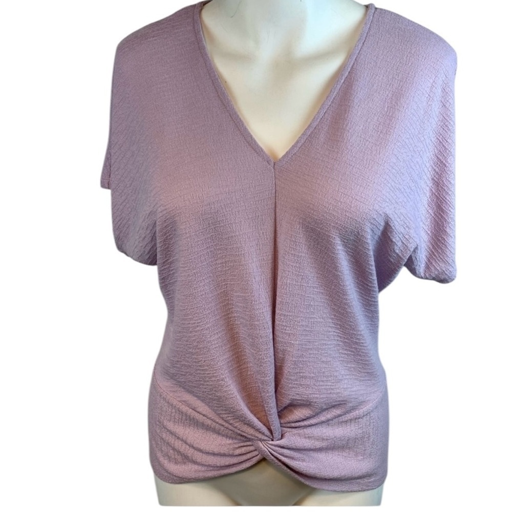Charming Charming V Neck Lilac Purple Twist Front Top- Sz S